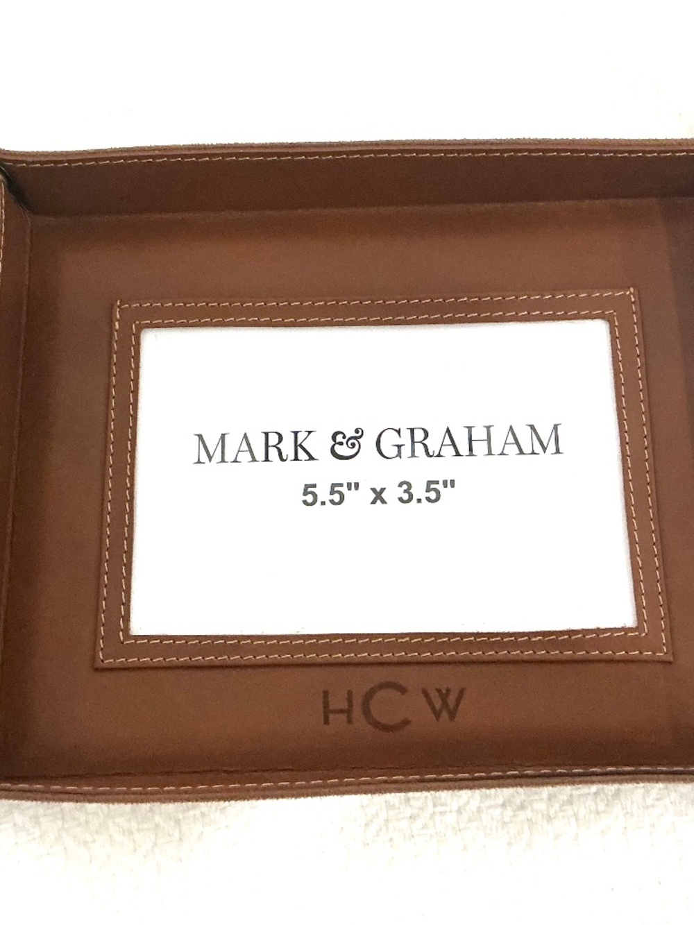 Mark and Graham Leather Photo Catchall - HCW monogram - NEW IN BOX!